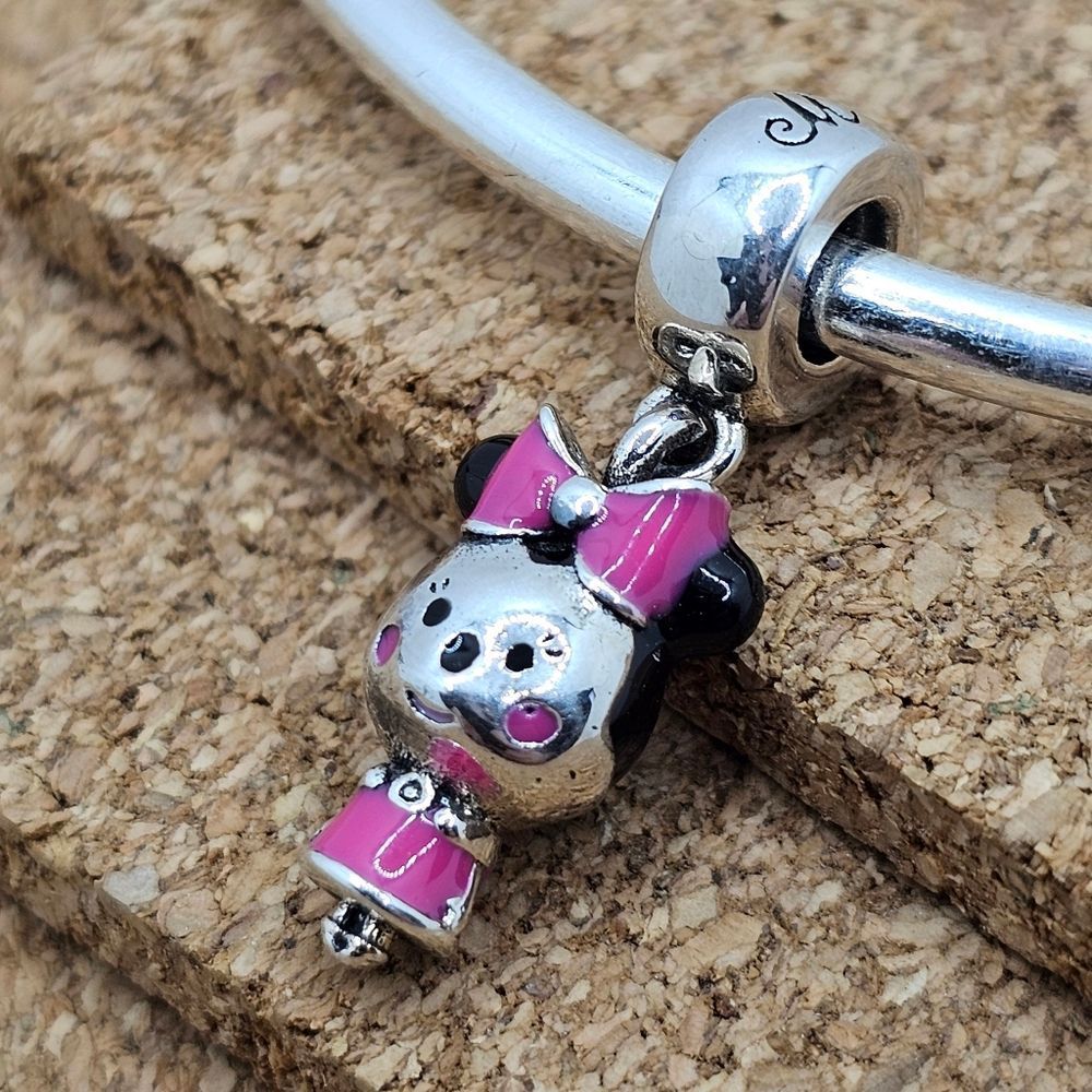 DISNEY MINNIE MOUSE DISNEY PARKS JAPAN STERLING SILVER CHARM FOR PANDORA